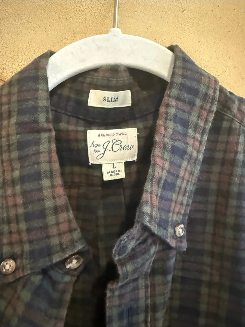 J. Crew Men's Blue and Green Plaid Button-Down Shirt